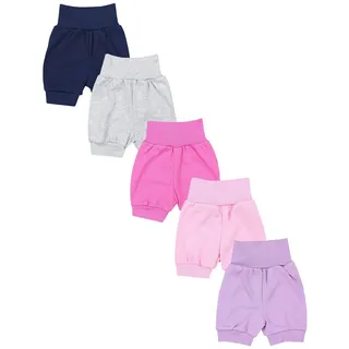 TupTam Baby Mädchen Pumphose Sommershorts 5er Set, Farbe: Lila Rosa Pink Dunkelblau Grau meliert, Größe: 86/92 - 86-92