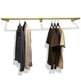 RSR-Hangers Kleiderstange Garderobe Industrie Design für Wand Gold | Breite 100 cm x Tiefe 30 cm | Wandmontage | Garderobenstange | Ankleidezimmer | Flur | begehbarer Kleiderschrank | M50200-Gold