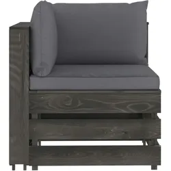 vidaXL Modulares Ecksofa mit Kissen Grau Imprägniertes Holz
