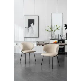 Home Deluxe Esszimmerstuhl Samt Beige - weiche Polsterung, bis 120 kg belastbar I Küchenstuhl Speisestühle Esszimmerstühle