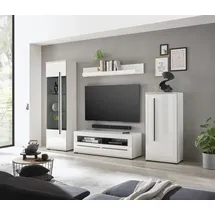 Home Affaire Wohnwand HOME AFFAIRE "Cantara, moderne Anbauwand, Komplettset", weiß (weiß, weiß hochglanz), B:280cm, Kastenmöbel-Sets, Wohnwand, enthält Vitrine, Lowboard, Stauraumelement und Wandboard, 280 cm breit