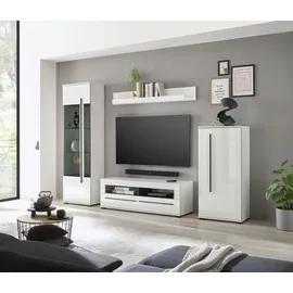 Home Affaire Wohnwand HOME AFFAIRE "Cantara, moderne Anbauwand, Komplettset", weiß (weiß, weiß hochglanz), B:280cm, Kastenmöbel-Sets, Wohnwand, enthält Vitrine, Lowboard, Stauraumelement und Wandboard, 280 cm breit