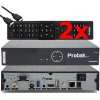 Protek X2 Combo 4K - UHD HDR DVB-S2 & DVB-C/ T2, OpenATV E2 Linux Sat & Kabel/ T2 Receiver, Smart TV-Box, Aufnahmefunktion, Kartenleser, Media Player, WiFi, Zweitfernbedienung & EasyMouse HDMI-Kabel