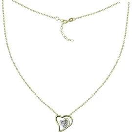 GoldDream Damen Colliers Halskette Doppelherz 42-45cm Gelbgold 8 Karat