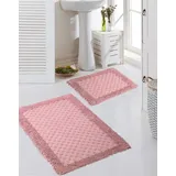 CARPETIA Badematten Set 2-teilig - waschbar - Kreis-Muster in rosa, Größe 50x60cm + 60x100 cm