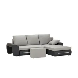 Sofa.de Ecksofa mit Beleuchtung und Schlaffunktion Emma ¦ grau ¦ Maße (cm): B: 280 H: 96 T: 184.0