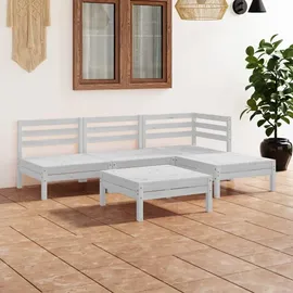 vidaXL Garten-Lounge-Set 5-tlg. Massivholz Kiefer weiß
