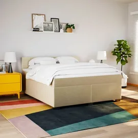vidaXL Boxspringbett mit Matratze Creme 180x200 cm Stoff - Creme