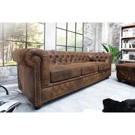 Riess-Ambiente 3er Sofa Chesterfield - 205cm antik braun mit Knopfheftung und Federkern