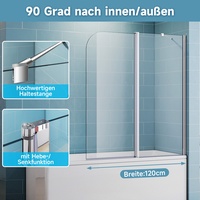 Badewannenaufsatz Glas Duschabtrennung Faltwand 2 teilig Badewannenfaltwand ESG