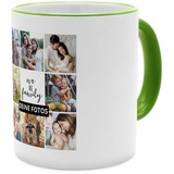 PhotoFancy® - Fototasse 'Collage' - Personalisierte Tasse mit eigenem Foto - Grün - Layout Collage 9 Bilder