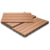 Clanmacy Holzfliesen WPC Terrassenfliesen Holzfliesen 60x30cm Klickfliese Balkonfliesen, 30 St., UV-beständig, Drainage - Klicksystem, einfache Montage braun