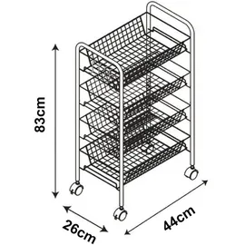 [en.casa] Rollwagen Tromsø mit 4 Ebenen 83x44x26cm Schwarz