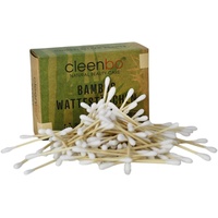 cleenbo - Bambus Wattestäbchen 1er Box natural nicht fusselnd - weiche, recyclebare Holz Reinigungsstäbchen - nachhaltige Verpackung - Reisegröße - Kunststoffersatz - Baumwollwattestäbchen