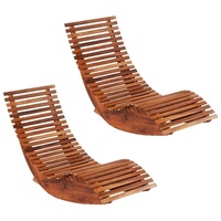 Gartenliege, 2 St., aus Akazienholz, Schaukelstuhl Schaukelliege Sonnenliege aus Holz, ergomisch, Strandliege Liegestuhl