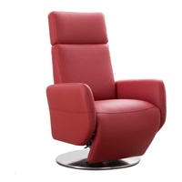 Cavadore TV-Sessel Cobra / Fernsehsessel mit 2 E-Motoren und Akku / Relaxfunktion, Liegefunktion / Ergonomie L / 71 x 112 x 82 / Echtleder Rot