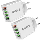 USB Ladegerät, USB Stecker 4 Ports 30W ladeadapter mit QC 3.0 Schnellladegerät Mehrfach USB Netzteil für iPhone 16 Pro 15 14 13 12 11 X, Samsung Galaxy, Xiaomi, Huawei, Netzstecker, Handy Ladestecker