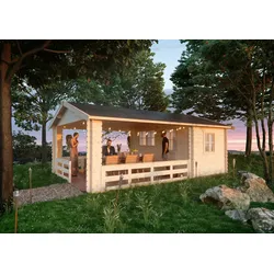 Gartenhaus SKANHOLZ "Alicante 1", beige (naturbelassen), Fußboden im Gartenhaus, Dachpappe, Holz, Gartenhäuser