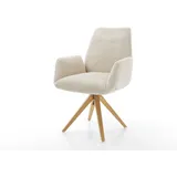 DELIFE Polsterstuhl Zoa-Flex, Holzgestell kantig Natur Cord Beige Taschenfederkern beige|weiß
