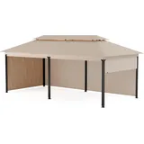 Blumfeldt Gartenpavillon 3 x 6 m inkl. 4 Seitenteile Beige/Schwarz