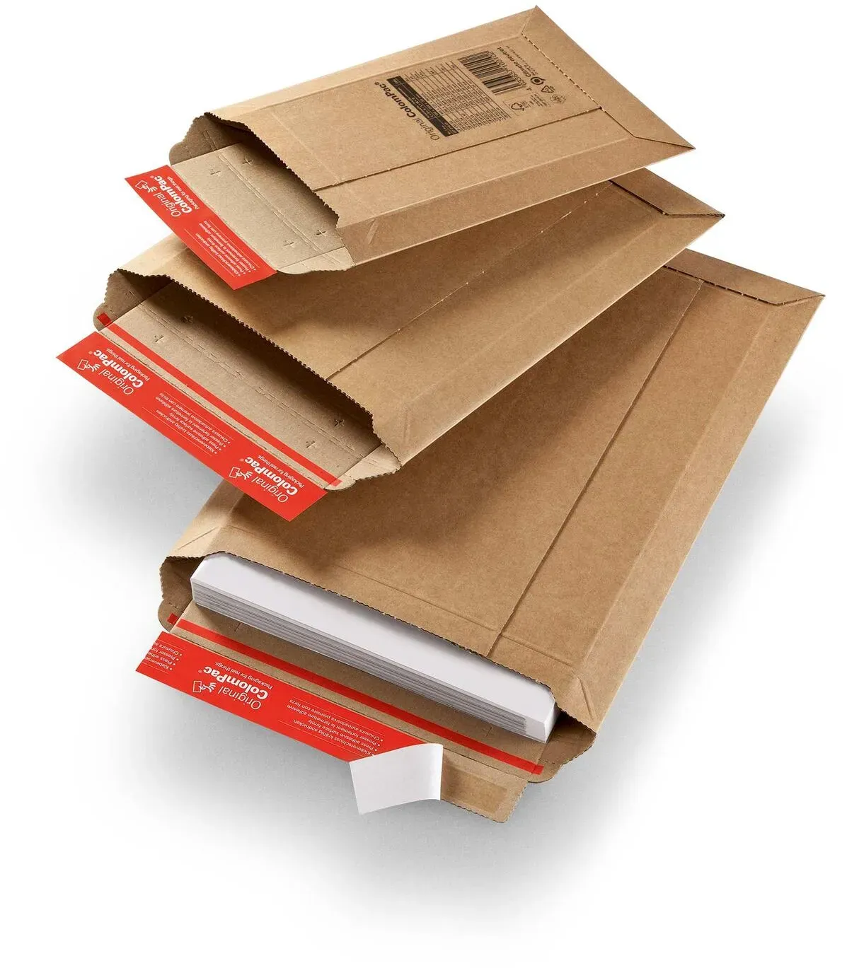 Versandtaschen 250 x 340 x -50 mm extrem starke Wellpappe Selbstklebeverschluss Aufreißfaden braun