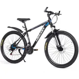 Vankel Mountainbike AX4.0 Fahrrad in 26 Zoll, Shimano, 21 Gang Shimano Tourney RD-TY300/200 Schaltwerk, Kettenschaltung, (Set), Für Damen und Herren 150-185cm, weiß und blau, MTB für Alltag blau