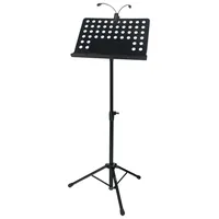 McGrey Orchesterpult Set mit LED-Leuchte (höhenverstellbarer Notenständer inkl. LED-Notenpultleuchte) Schwarz
