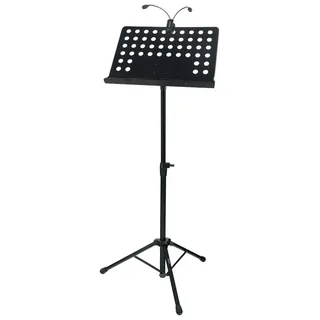McGrey Orchesterpult Set mit LED-Leuchte (höhenverstellbarer Notenständer inkl. LED-Notenpultleuchte) Schwarz