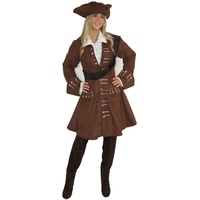 MAYLYNN 16536-S - Piratenkostüm Damen Piratin Kostüm braun Jacke und Hut, Größe:S