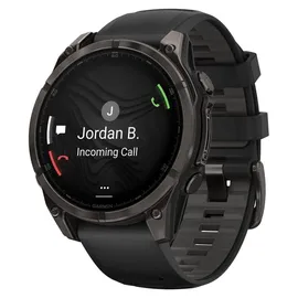 Garmin fenix 8 AMOLED 47 mm sapphire, schwarz / carbongrau DLC Titan mit QuickFit Silikon-Armband 22 mm