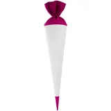 Goldbuch Bastelschultüte, Rohling zum Selbstgestalten mit Filzverschluss und Filzspitze, Schultüte 70cm, Zuckertüte zur Einschulung, für Einschüler, Schulkinder & Berufsanfänger Weiß / Pink