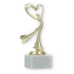 Pokal Kunststofffigur Modern Dance gold auf weißem Marmorsockel 19,5cm