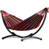 Potenza Hängematte mit Gestell I Stabiler Rahmen 200kg - 250cm Balkon I Hängematte 200x120cm I Indoor Outdoor Garten Pool Terrasse Stahl - Rot)