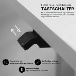 bümö elektrisch höhenverstellbarer Schreibtisch grau 160x80 cm - Schreibtisch höhenverstellbar elektrisch, elektrischer Schreibtisch & Gaming Tisch,