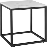 Tectake tectake® Marmor-Beistelltisch, quadratisch, solides Stahlgestell, mit höhenverstellbaren Kunststofffüßen