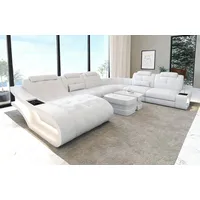 Sofa Dreams Wohnlandschaft XXL U Form Elegante Mini, Designersofa, Sofa mit Licht weiß