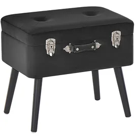 Beliani Hocker mit Stauraum Samtstoff 52 x 40 x 36 cm Schwarz