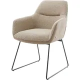 DeLife Polsterstuhl Pejo-Flex, Kufengestell Schwarz Materialmix Schlamm Taschenfederkern grau 58 cm x 84 cm x 63 cm