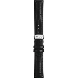 Mido - Leder Multifort Lederband Schwarz 17/16mm M600012839 - alligator-prägung,kalb,schwarz