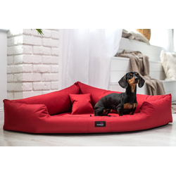 tierlando Tierbett tierlando TRIVIA, Komfort Eckhundebett robustes Polyester Hundebett Hundesofa rot 80 cm x 80 cm