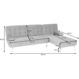 Mendler Schlafsofa HWC-K22, Couch Ecksofa Sofa, Liegefläche links/rechts Schlaffunktion 236cm Stoff/Textil dunkelgrau, schwarz - Grau