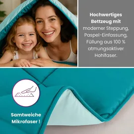 Wometo Steppbett 155x220 Oeko-TEX Wende-Design türkis – hellblau