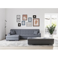 Domo Collection Ecksofa Treviso wahlweise mit Bettfunktion, incl. Zierkissen, grau