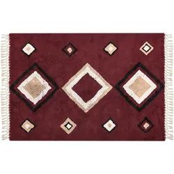 Teppich Baumwolle rot 160 x 230 cm geometrisches Muster SIIRT