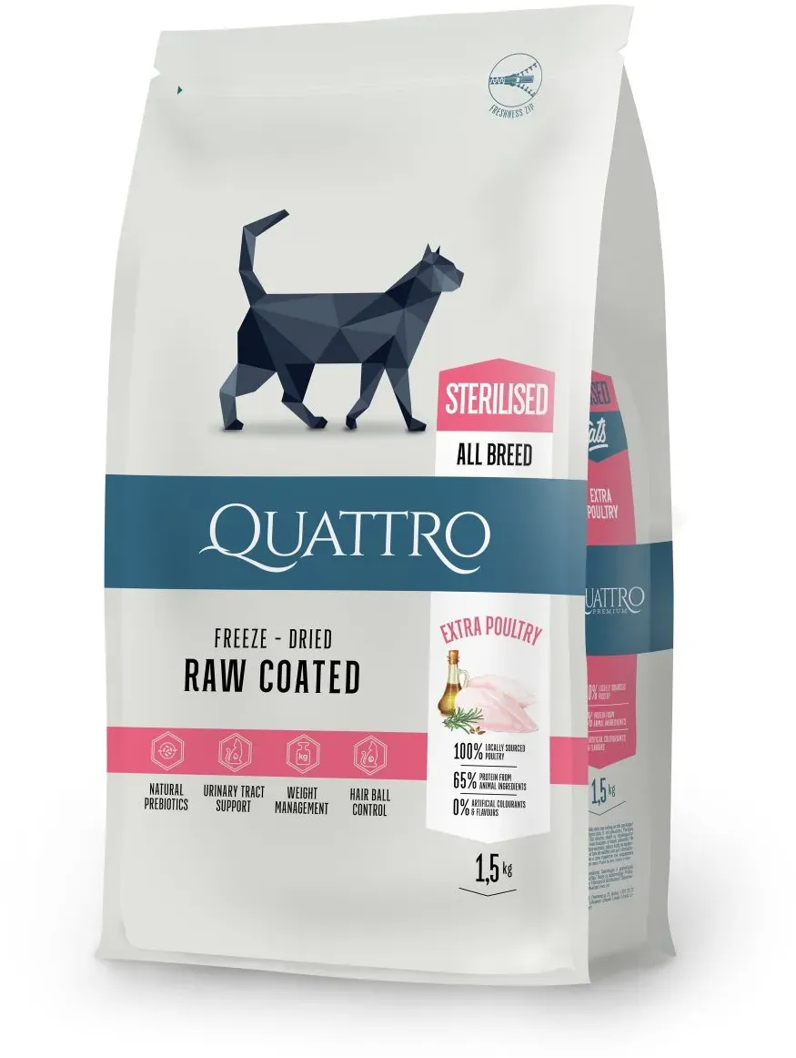 QUATTRO Trockenfutter mit Geflügel für sterilisierte Katzen