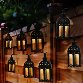 Nowa Lichterkette Solarleuchten Aussen LED Solarlampe Gartenlampe Dekoration in Laternenform, Kunststoff schwarz, 30x LED warmweiß, L 200 cm