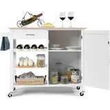 Costway Küchenwagen auf Rollen, mit Schublade, Weinregal, offene Regale - Weiß