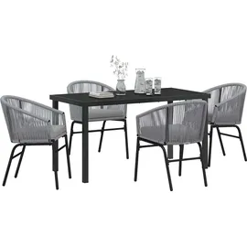 vidaXL Garten Essgruppe 5 pcs Grau Poly Rattan - Grau
