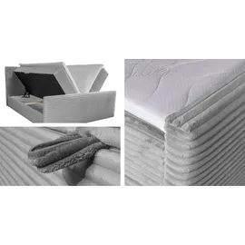 kaiser möbel Boxspringbett mit bettkasten und topper 160x200 TRENTO stoff Plüsch Cord Hellgrau H3-Bonell - Hellgrau