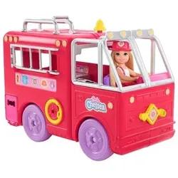 MATTEL HCK73 Barbie Chelsea Puppe (blond) mit Feuerwehr Auto